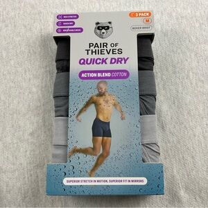 PAIR OF THIEVES Quick Dry MEN’S  Boxer Briefs - 3 Pack - Black/Grey SIZE:MEDIUM